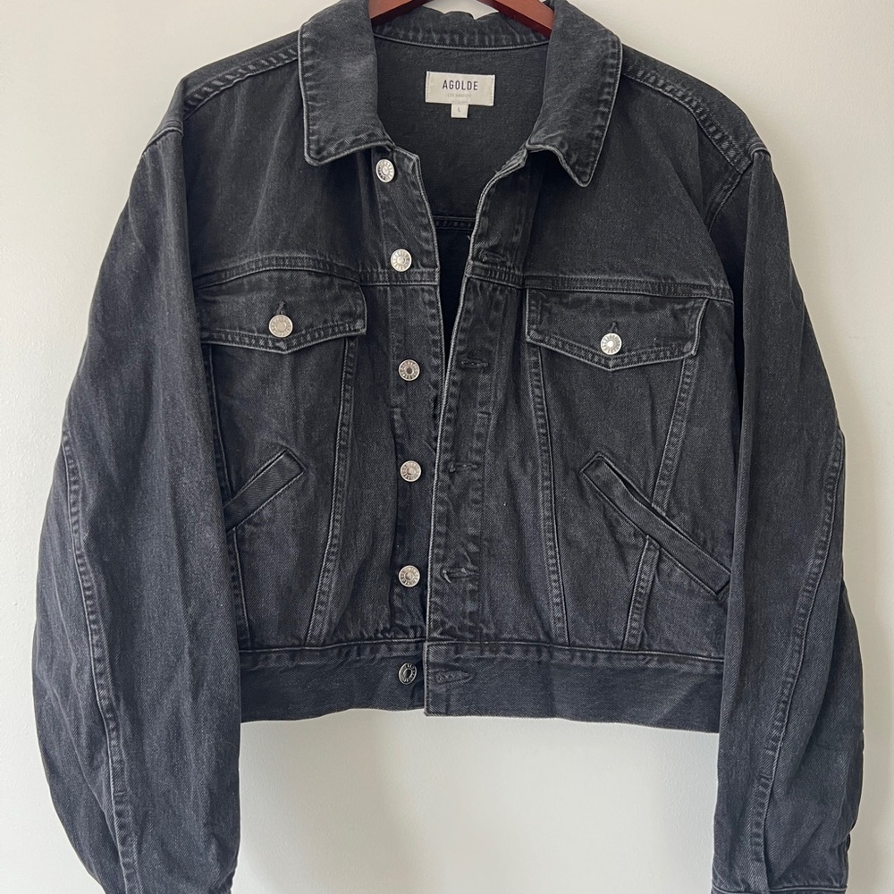 Agolde Women's washed Black Denim Jacket